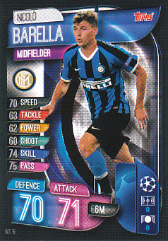 Nicolo Barella Internazionale Milano 2019/20 Topps Match Attax CL #INT16